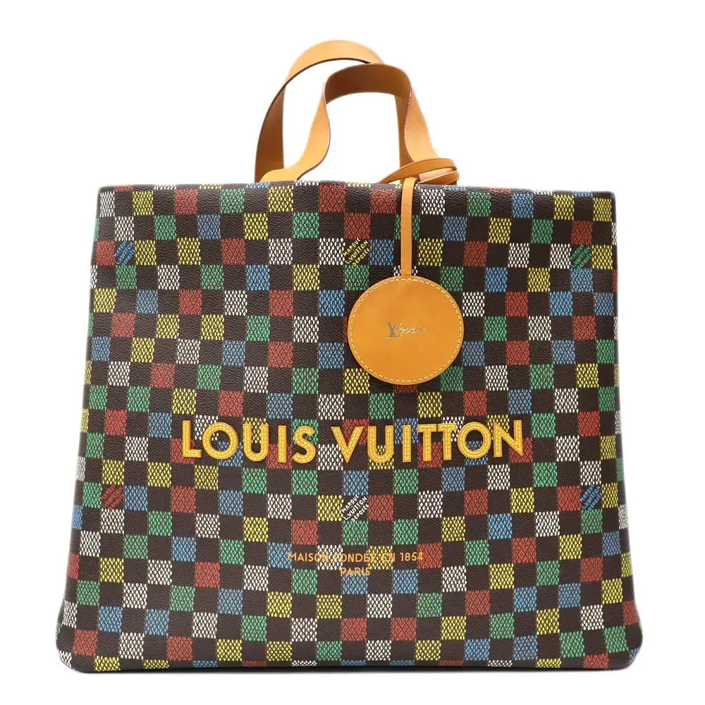 Louis Vuitton Shopper Tote Bag Canvas Multicolor Green Brown